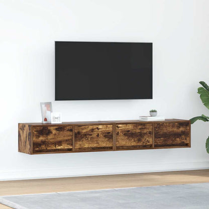 TV-bänkar 2 st rökt ek 80x31x25,5 cm konstruerat trä