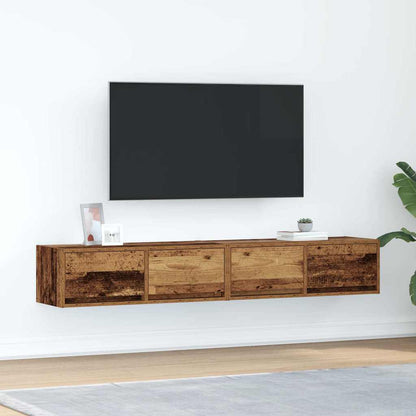 TV-bänkar 2 st gammalt trä 80x31x25,5 cm konstruerat trä