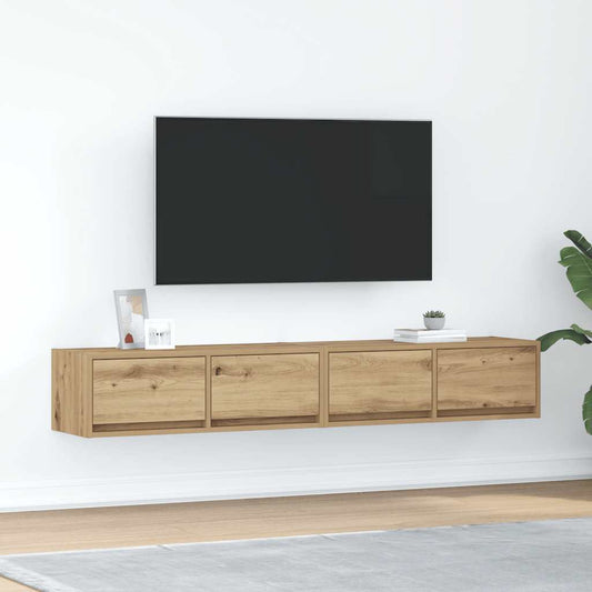 TV-bänkar 2 st hantverksmässig ek 80x31x25,5 cm konstruerat trä