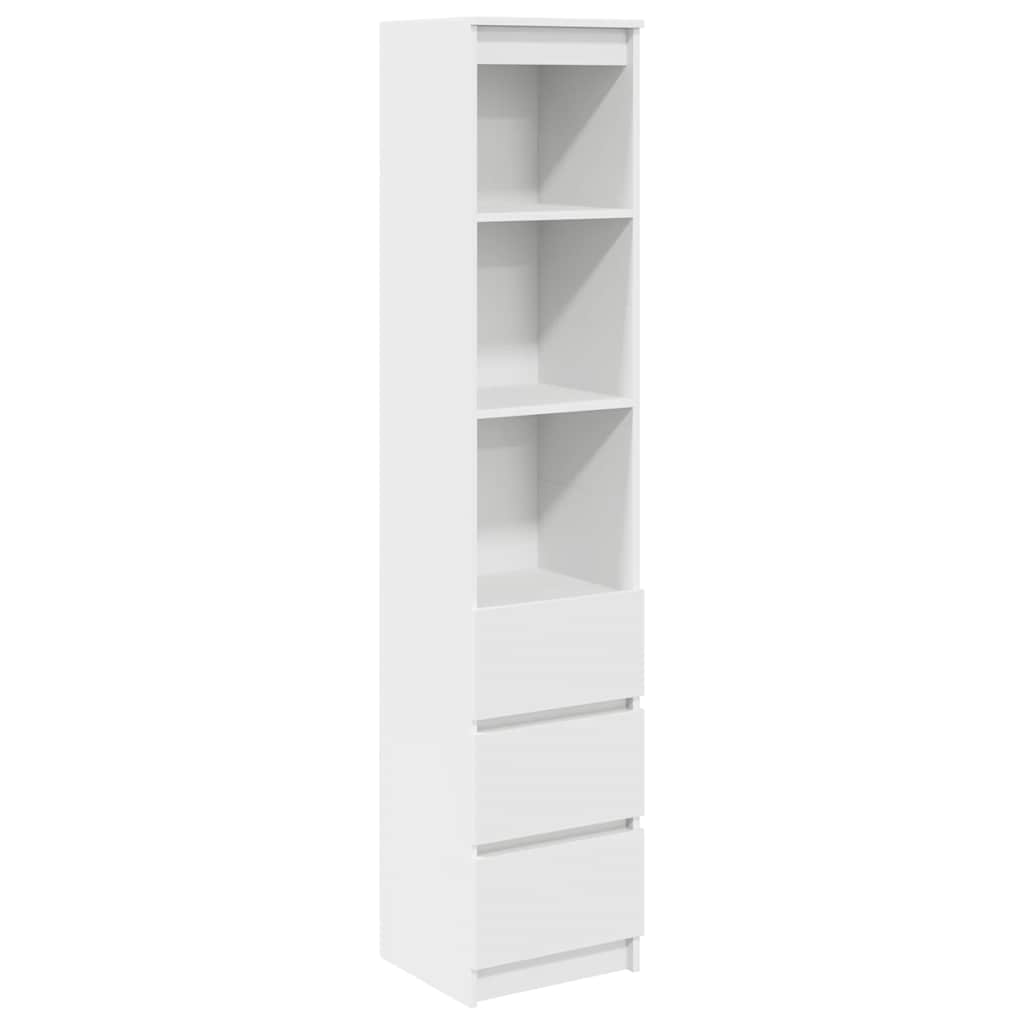 Highboard vit 37,5x35x180 cm konstruerat trä