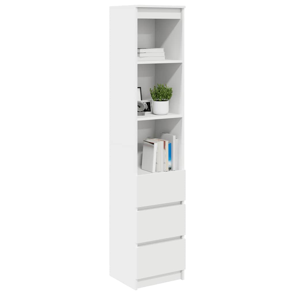 Highboard vit 37,5x35x180 cm konstruerat trä