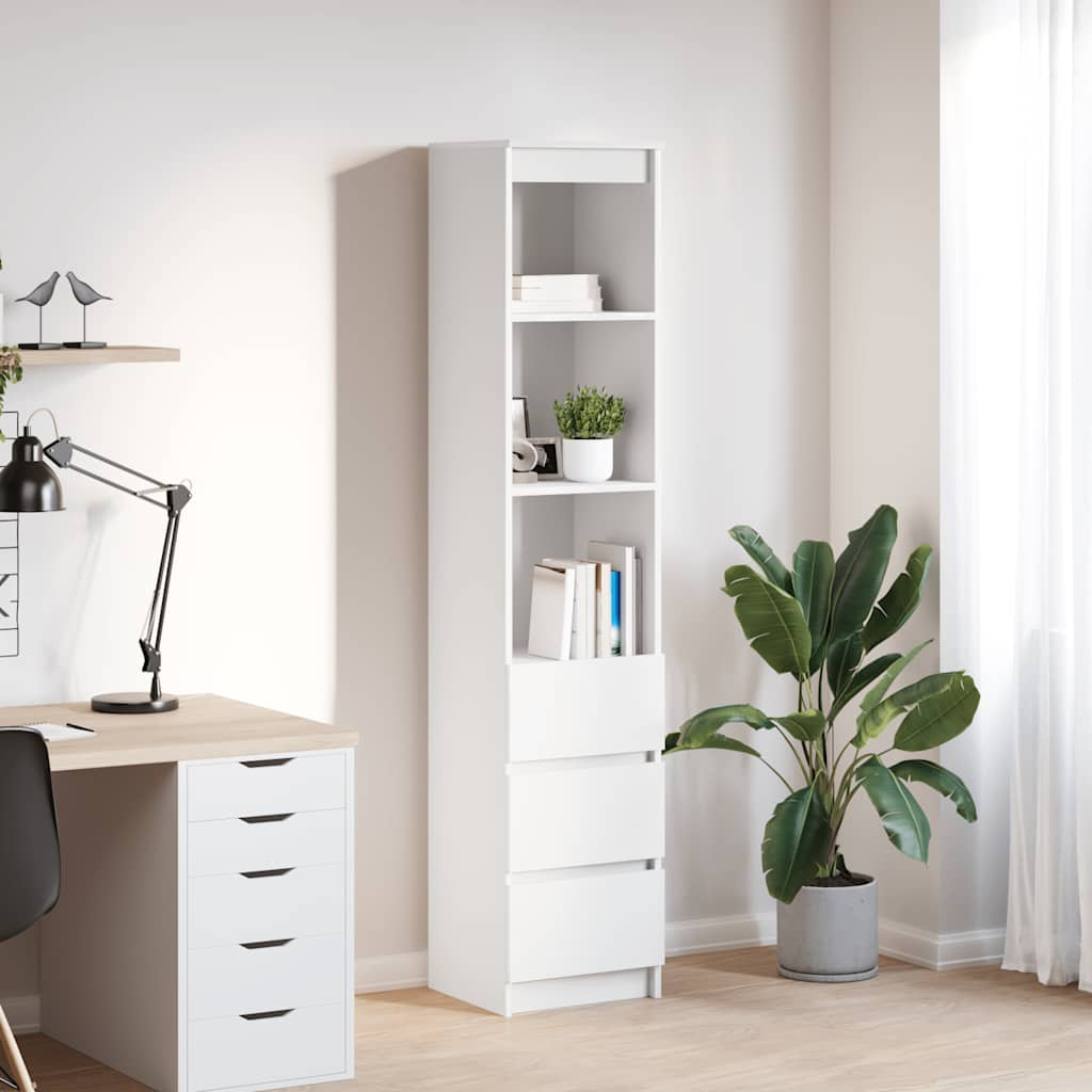 Highboard vit 37,5x35x180 cm konstruerat trä