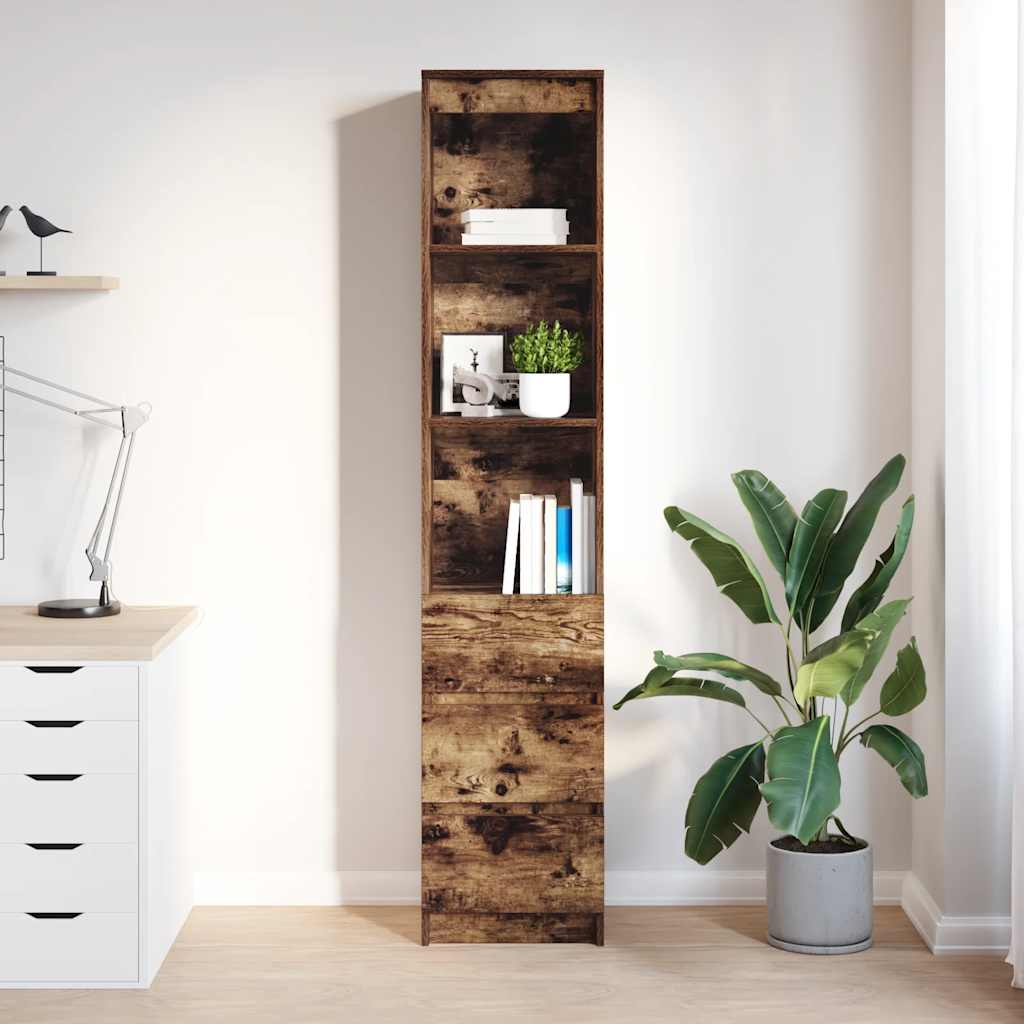 Highboard rökt ek 37,5x35x180 cm konstruerat trä