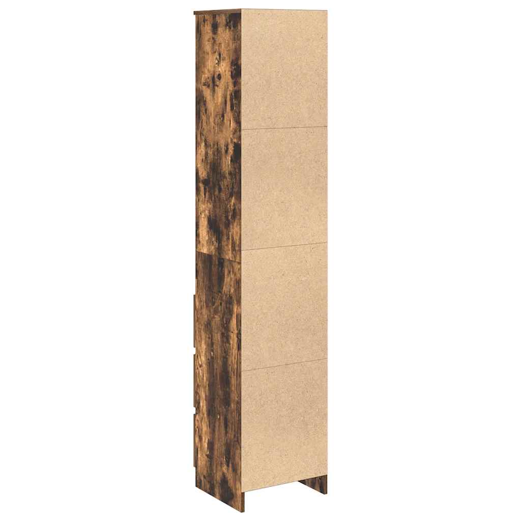 Highboard rökt ek 37,5x35x180 cm konstruerat trä