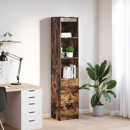 Highboard rökt ek 37,5x35x180 cm konstruerat trä