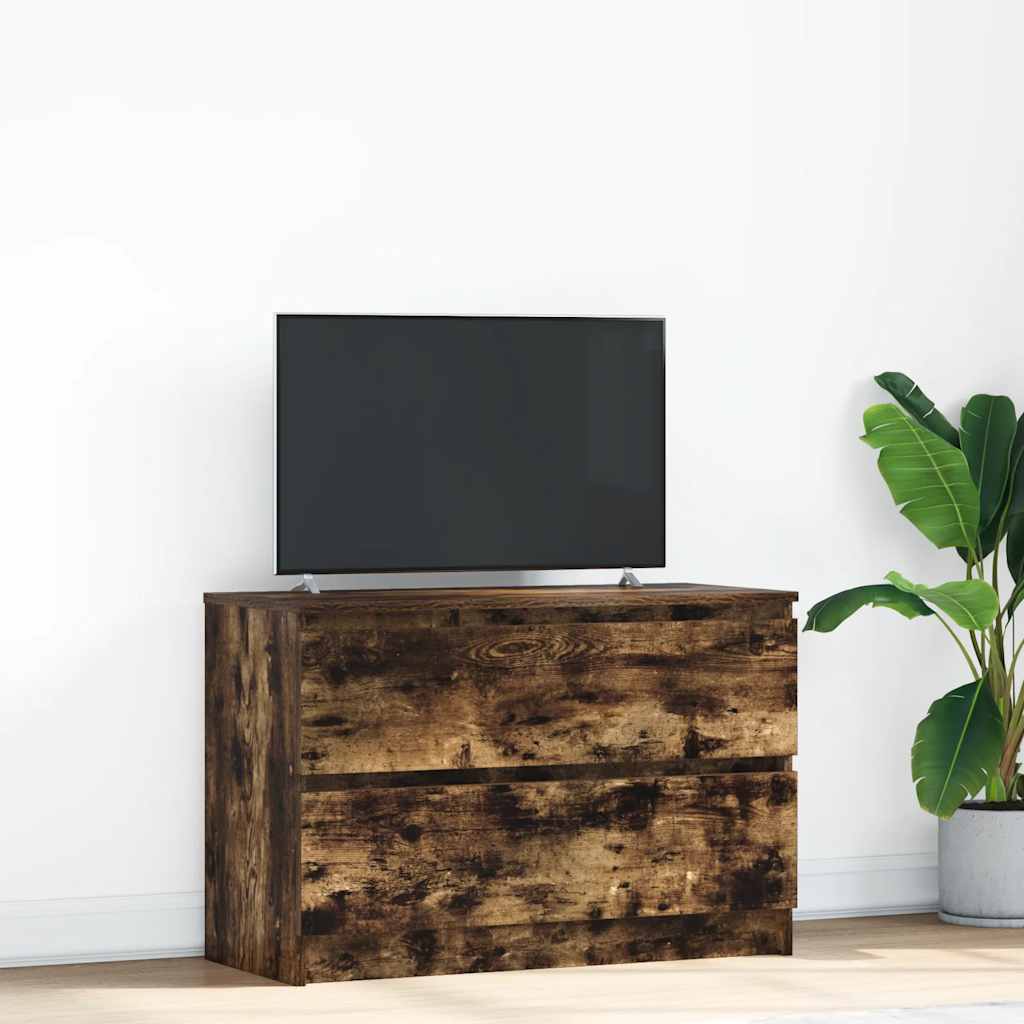 TV-bänk rökt ek 80x35x54 cm konstruerat trä