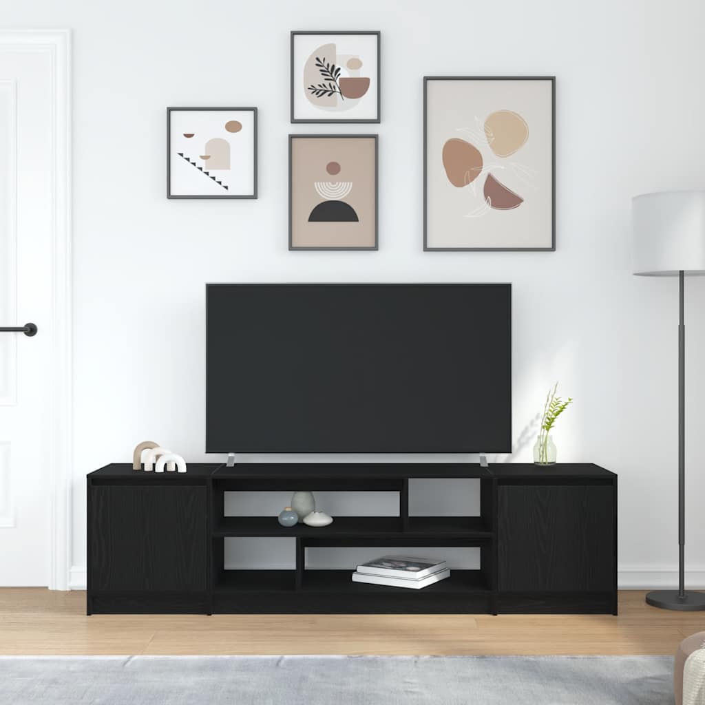 TV-bänk svart ek 188,5x41x50 cm konstruerat trä