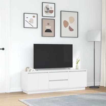 TV-bänk med LED-lampor vit 160,5x41x50 cm