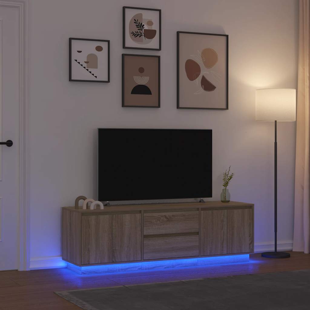 TV-bänk med LED-lampor sonoma ek 160,5x41x50 cm