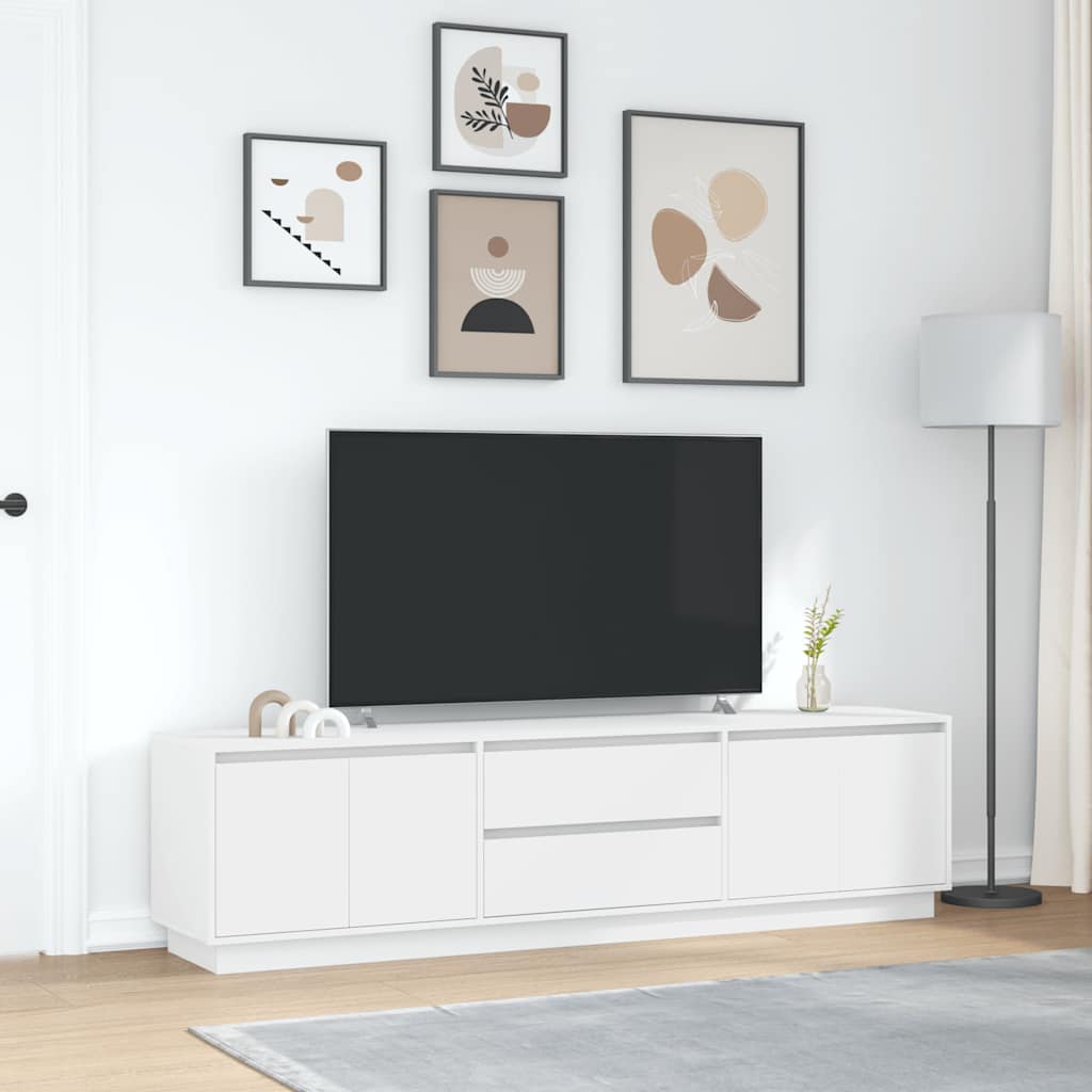 TV-bänk med LED-lampor vit 193,5x41x50 cm