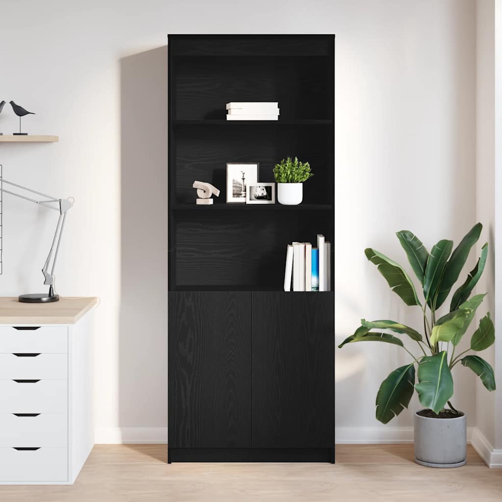 Highboard svart ek 70x35x180 cm konstruerat trä