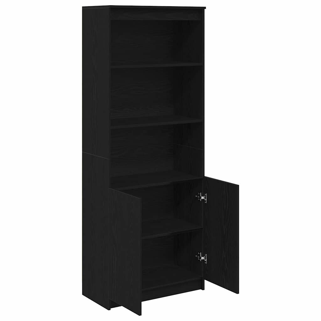 Highboard svart ek 70x35x180 cm konstruerat trä