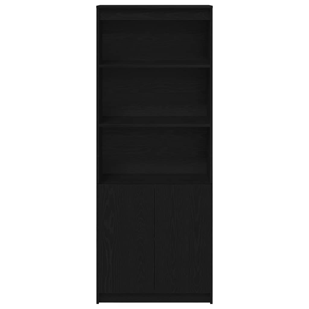 Highboard svart ek 70x35x180 cm konstruerat trä