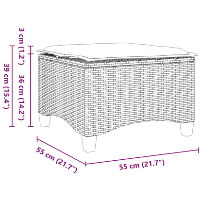 Trädgårdspallar med dynor 2 st svart 55x55x36 cm konstrotting