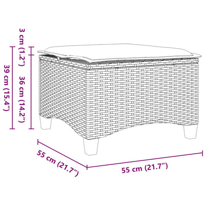 Trädgårdspallar med dynor 2 st, grå 55x55x36 cm konstrotting