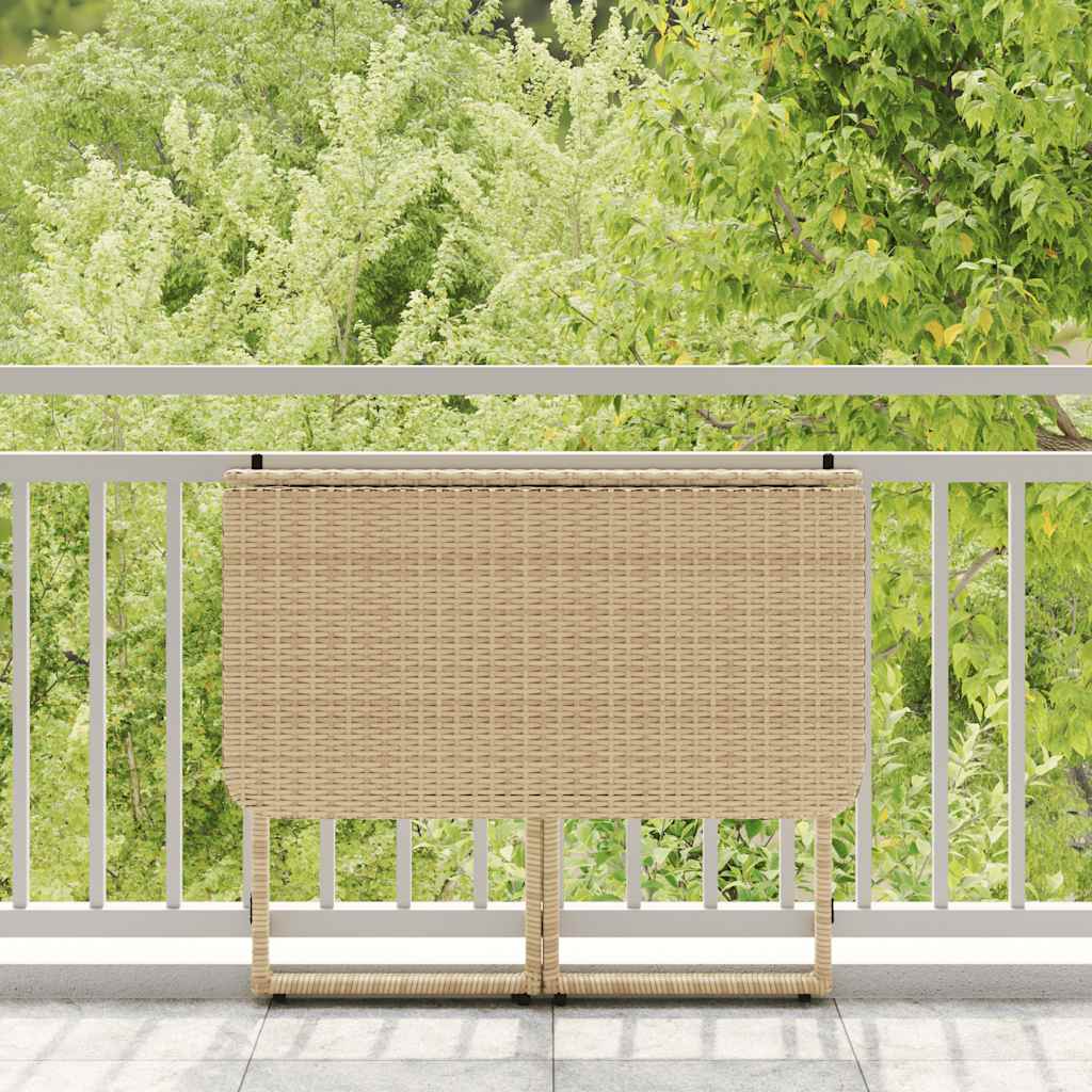 hopfällbart trädgårdsbord beige 90x51x75 cm konstrotting