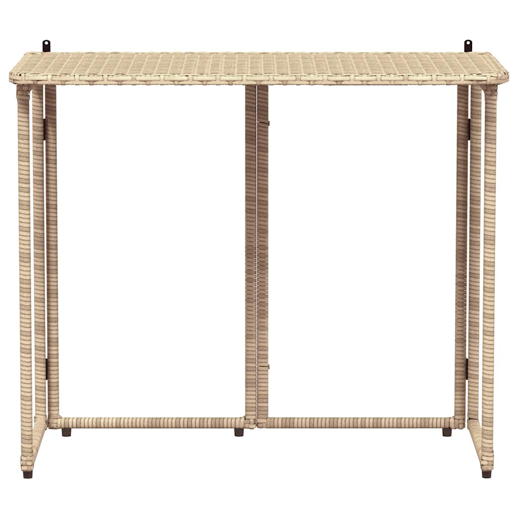 hopfällbart trädgårdsbord beige 90x51x75 cm konstrotting