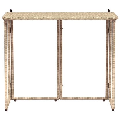 hopfällbart trädgårdsbord beige 90x51x75 cm konstrotting