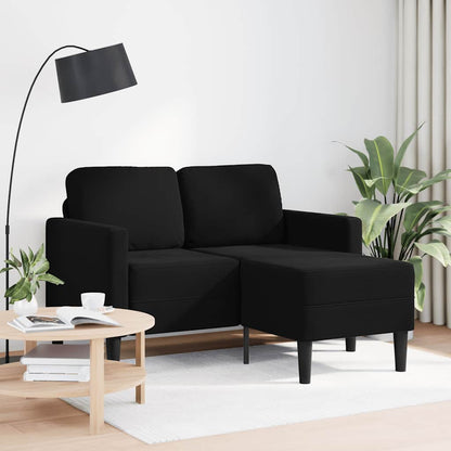 2-sitssoffa med schäslong L-formad svart 125 cm sammet