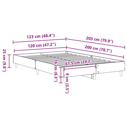 Sängram utan madrass hantverksmässig ek 120x200 cm