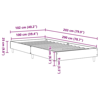 Sängram utan madrass vit 100x200 cm konstruerat trä