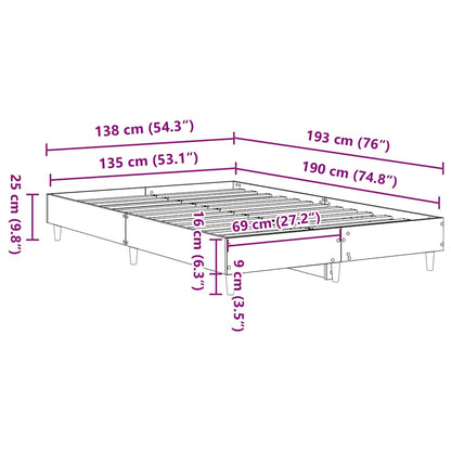 Sängram utan madrass svart 135x190 cm konstruerat trä