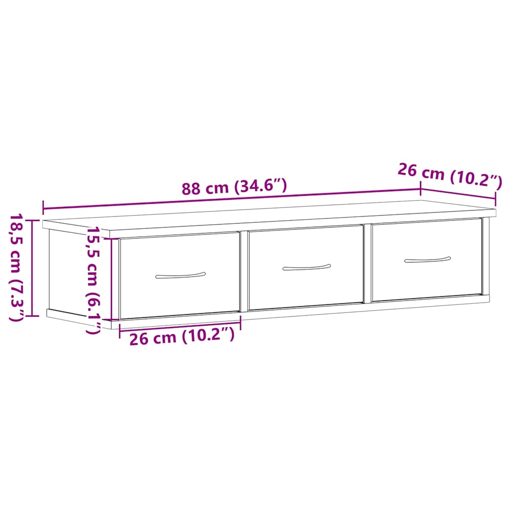 Väggskåp svart ek 88x26x18,5 cm konstruerat trä