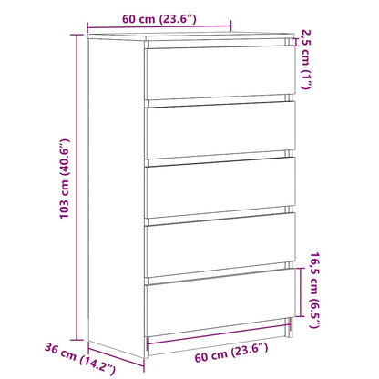 Byrå svart ek 60x36x103 cm konstruerat trä