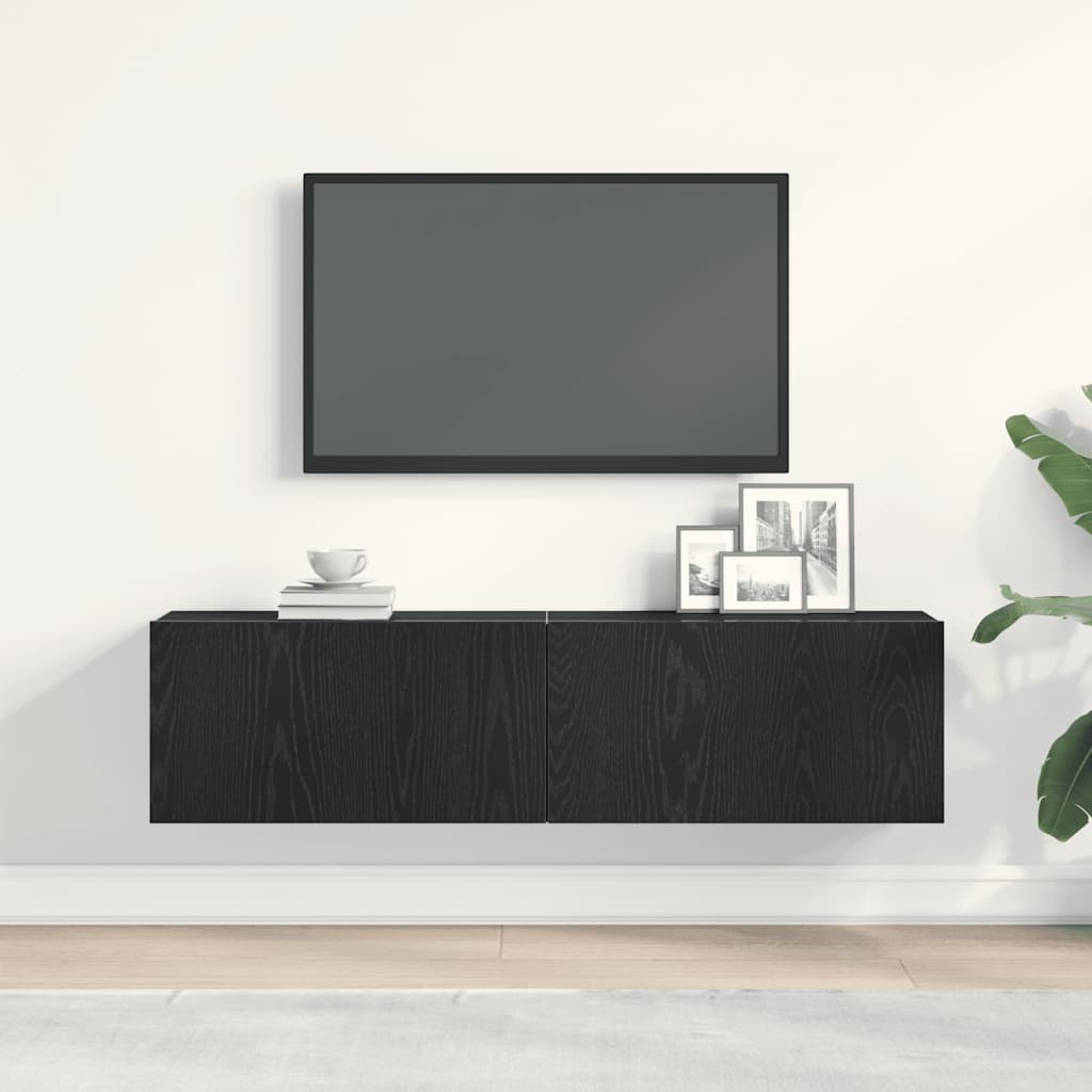 TV-bänk svart ek 120x30x30,5 cm konstruerat trä