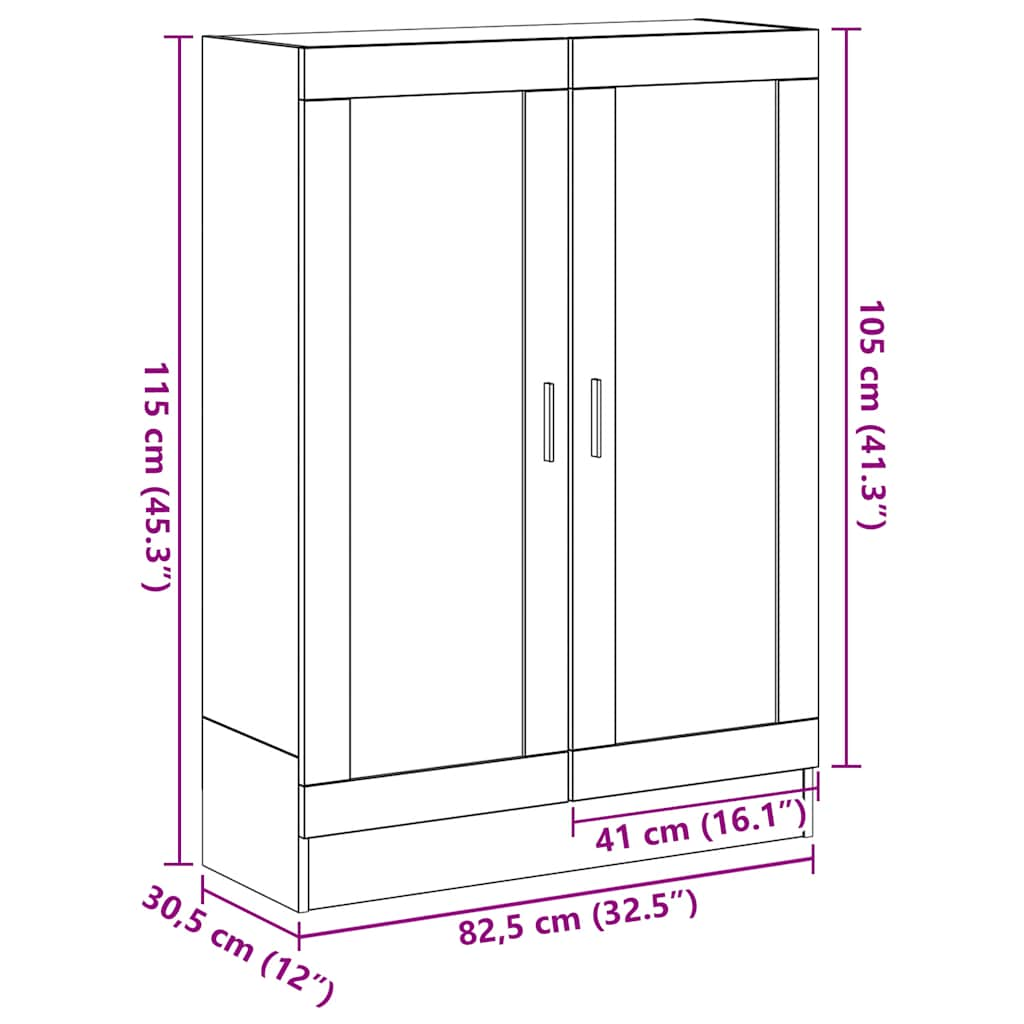 Bokhylla svart ek 82,5x30,5x115 cm konstruerat trä