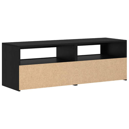 TV-bänk med LED-lampor svart ek 120x35x40 cm konstruerat trä