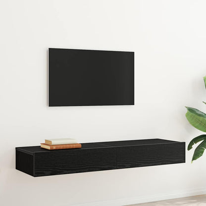 TV-skåp med LED-lampor 2 st svart ek 60x35x15,5 cm
