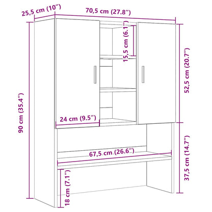 Tvättmaskinsskåp svart ek 70,5x25,5x90 cm