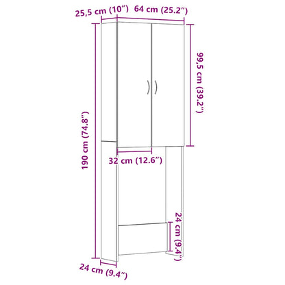 Tvättmaskinsskåp svart ek 64x25,5x190 cm