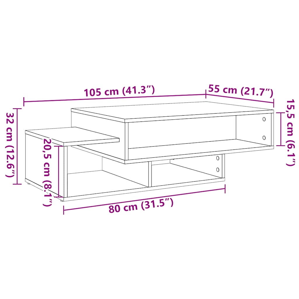 Soffbord svart ek 105x55x32 cm konstruerat trä