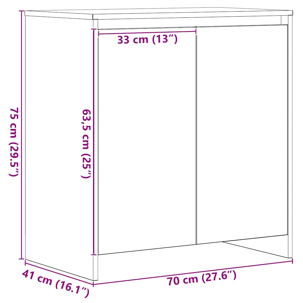 Skänk svart ek 70x41x75 cm konstruerat trä