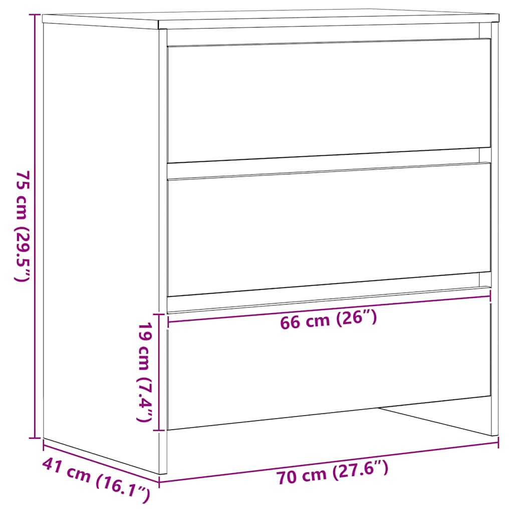 Skänk svart ek 70x41x75 cm konstruerat trä