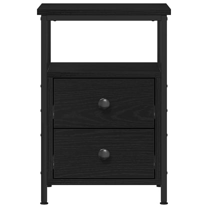 Sängbord 2 st svart ek 34x35,5x50 cm parkett