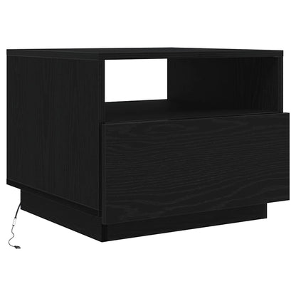 Soffbord med LED svart ek 50x49x40 cm