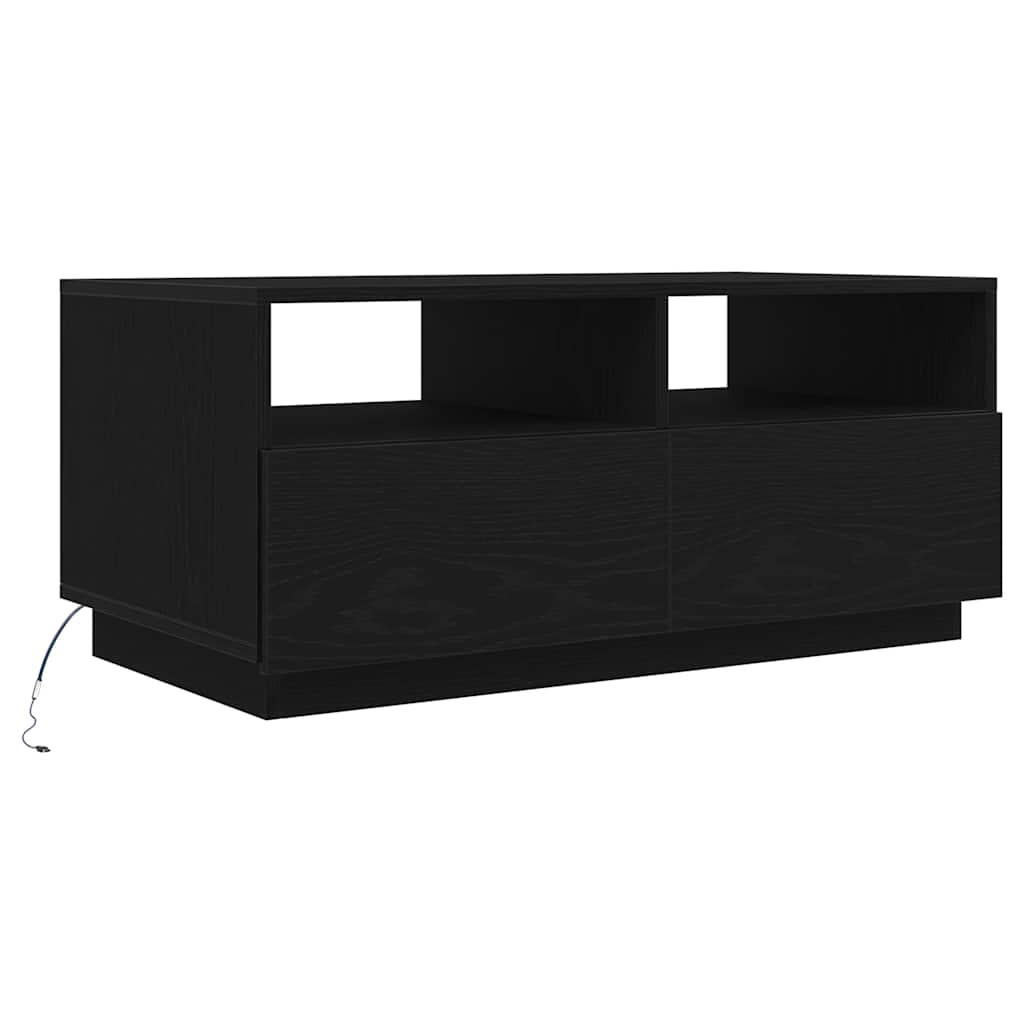 Soffbord med LED svart ek 90x49x40 cm