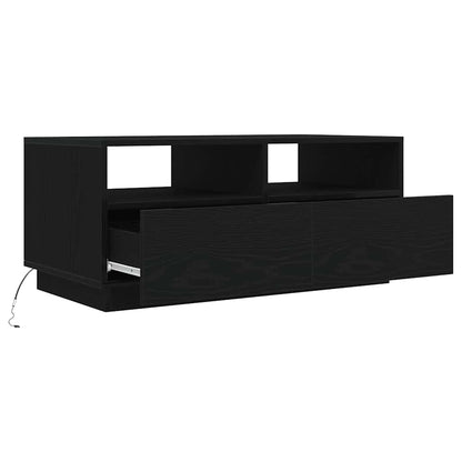 Soffbord med LED svart ek 90x49x40 cm