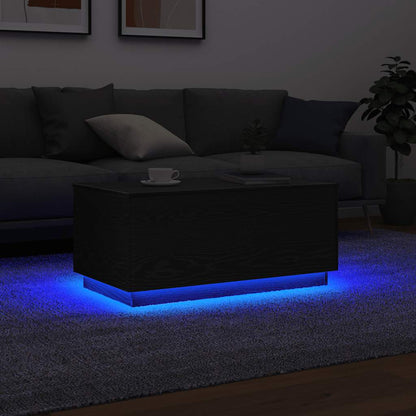 Soffbord med LED svart ek 90x50x40 cm