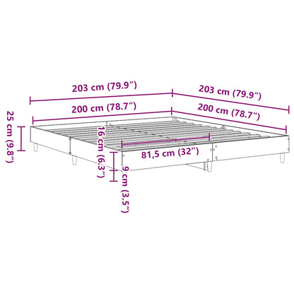 Sängram utan madrass svart 200x200 cm konstruerat trä