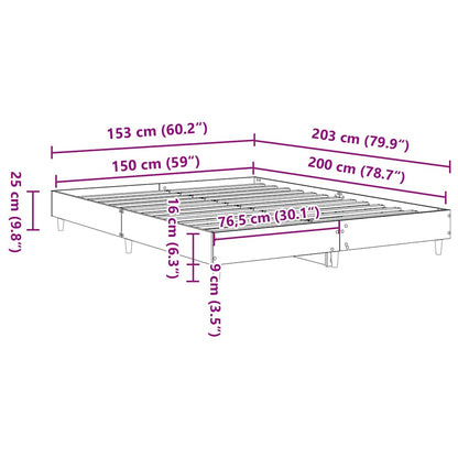 Sängram utan madrass vit 150x200 cm konstruerat trä