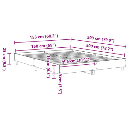 Sängram utan madrass svart 150x200 cm konstruerat trä