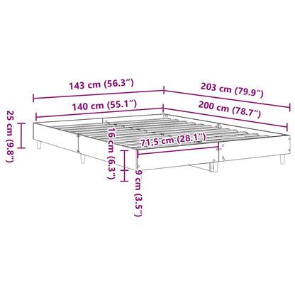 Sängram utan madrass vit 140x200 cm konstruerat trä