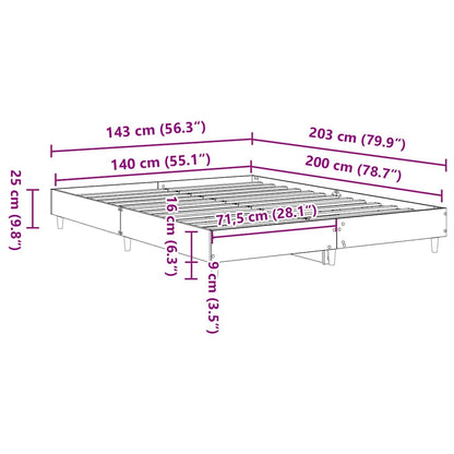 Sängram utan madrass hantverksmässig ek 140x200 cm