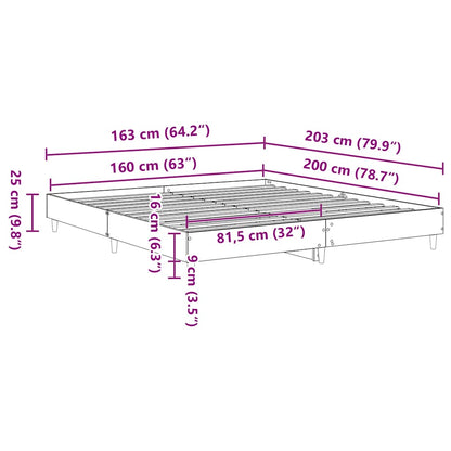 Sängram utan madrass vit 160x200cm konstruerat trä