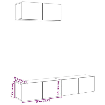 TV-skåp väggmonterat 3 delar artisan ek konstruerat trä
