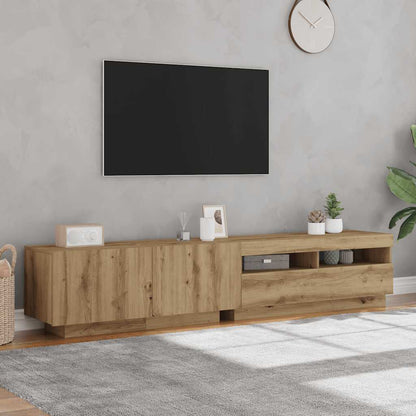 TV-bänk med LED-lampor artisan ek 200x35x40 cm konstruerat trä